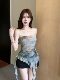 Sexy Irregular Tuxedo Vest Women's Summer Tube Top Niche High-end Design Tie-Dye Camisole Top Girl Hot Style