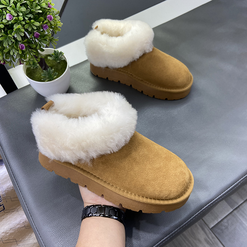 【娜家鞋店】女鞋冬季毛毛鞋真皮羊毛加绒加厚时尚仙女风雪地靴潮 - 图2