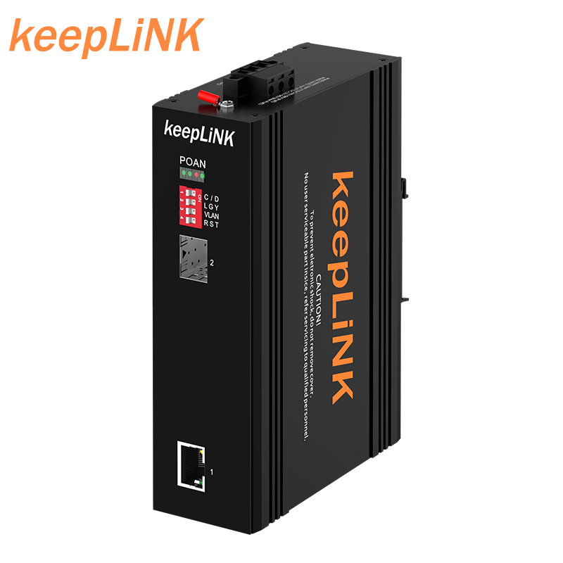 keepLINK友联工业级以太网交换机百兆1光1电 非管理型导轨式适用室外恶劣环境 光纤收发器KP-9000-63-1FX1TX - 图0
