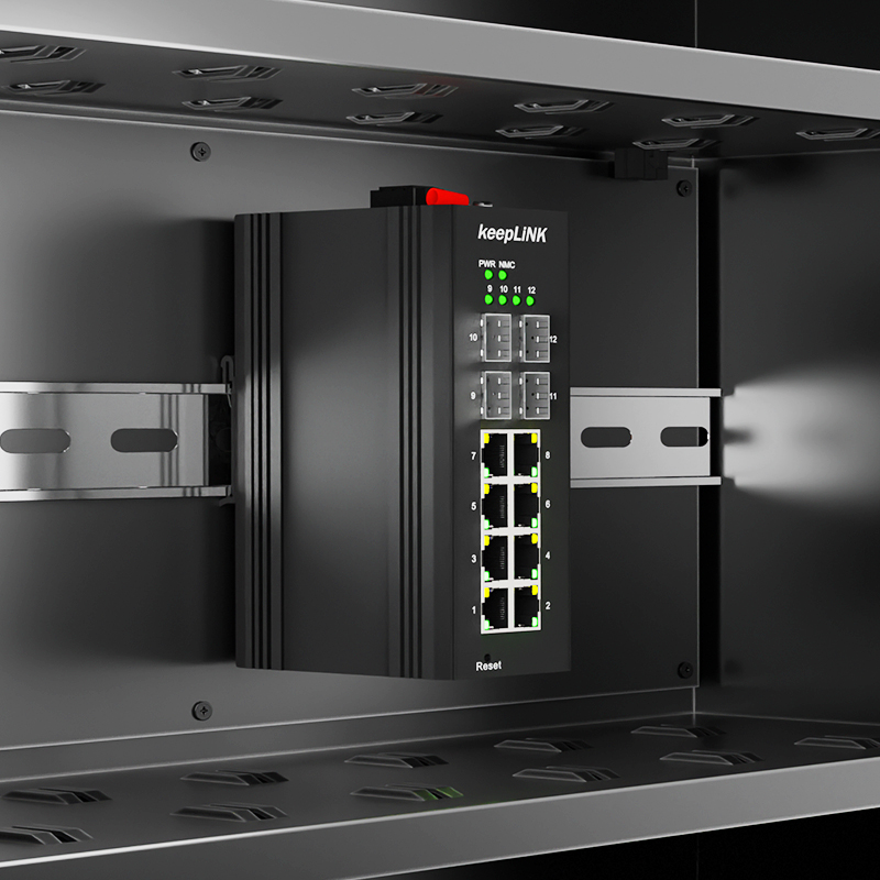 keepLINK友联  POE工业以太网交换机4光8电百兆/千兆导轨式非管理型 KP-9000-65-4FX8TP - 图2