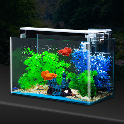 辉硕鱼缸客厅小型热弯玻璃水族箱家用桌面创意造景金鱼草缸乌龟缸 虎窝淘