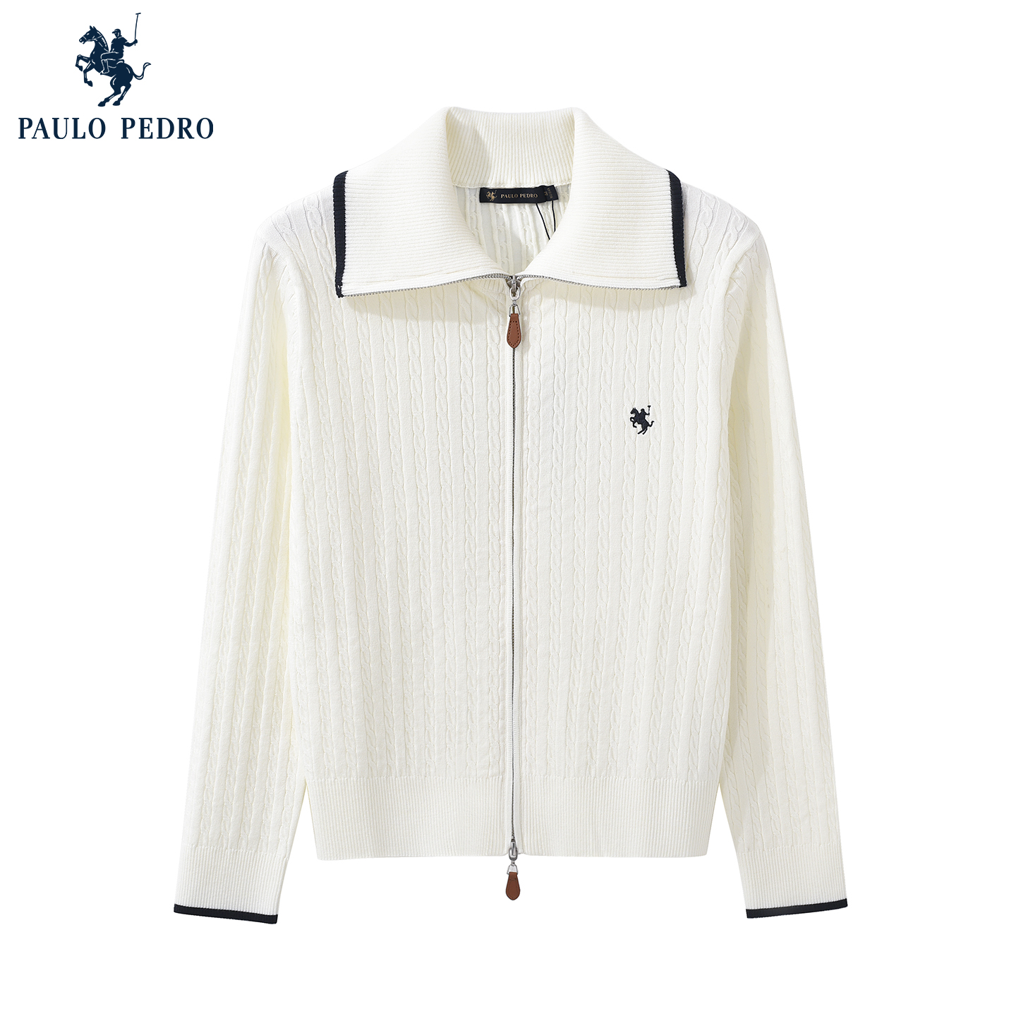 保罗彼得2025秋冬新款女针织衫翻领保暖短外套开衫毛衣JAECZ00030 - 图3