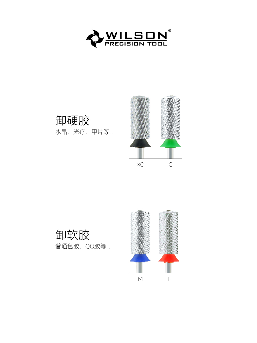 WILSON6.6mm直筒爱心带钻镀亮铬 钨钢美甲卸甲磨头 新品尝新 - 图1