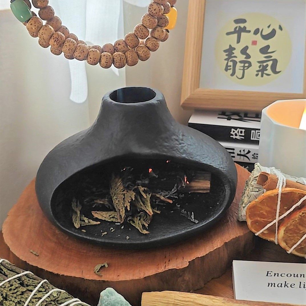 微闲◆熏香壁炉雪松鼠尾草植物熏香炉秘鲁圣木粗陶香炉陶瓷香炉,淘宝优惠券,粉丝福利购,淘宝优惠卷