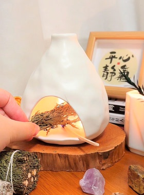 拾光◆熏香壁炉雪松鼠尾草jin化炉秘鲁圣木粗陶香炉陶瓷植物香炉