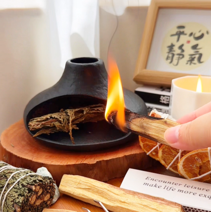 微闲◆熏香壁炉雪松鼠尾草植物熏香炉秘鲁圣木粗陶香炉陶瓷香炉,淘宝优惠券,粉丝福利购,淘宝优惠卷