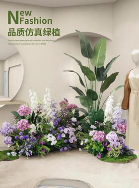 彷真植物紫色花园造景花卉室内庭院摄影布景酒店橱窗美化绿植花丛