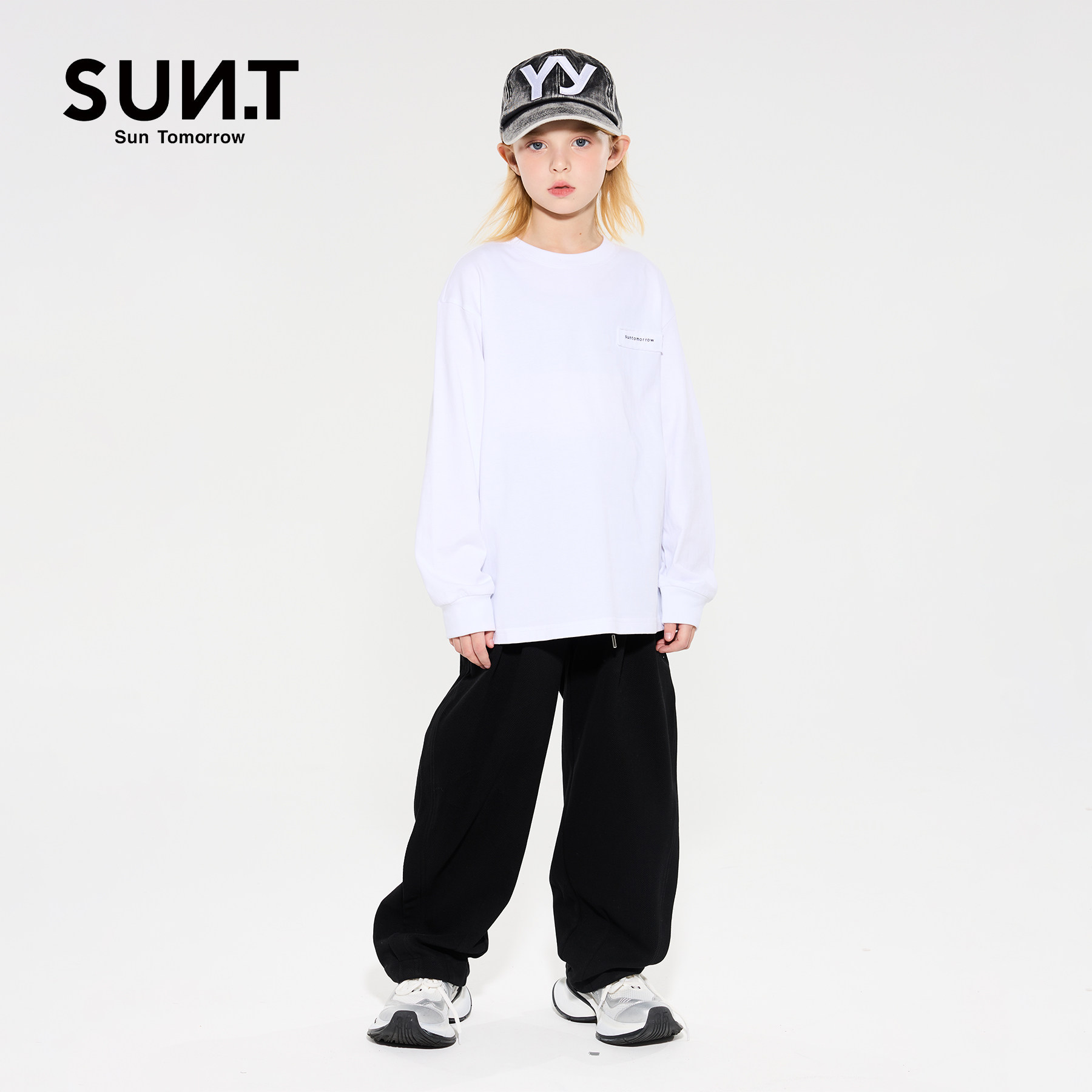 suntomorrow童装长袖t恤2025秋冬男女童纯色休闲纯棉宽松上衣潮,淘宝优惠券,粉丝福利购,淘宝优惠卷