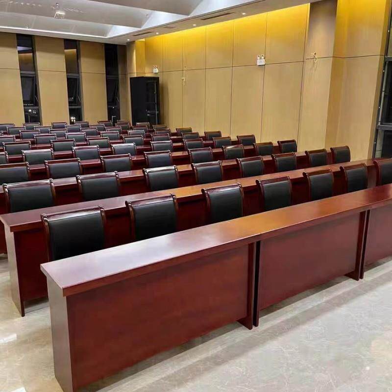会议室培训桌椅组合油漆实木皮长条形村委会公司会场双人办公桌u.