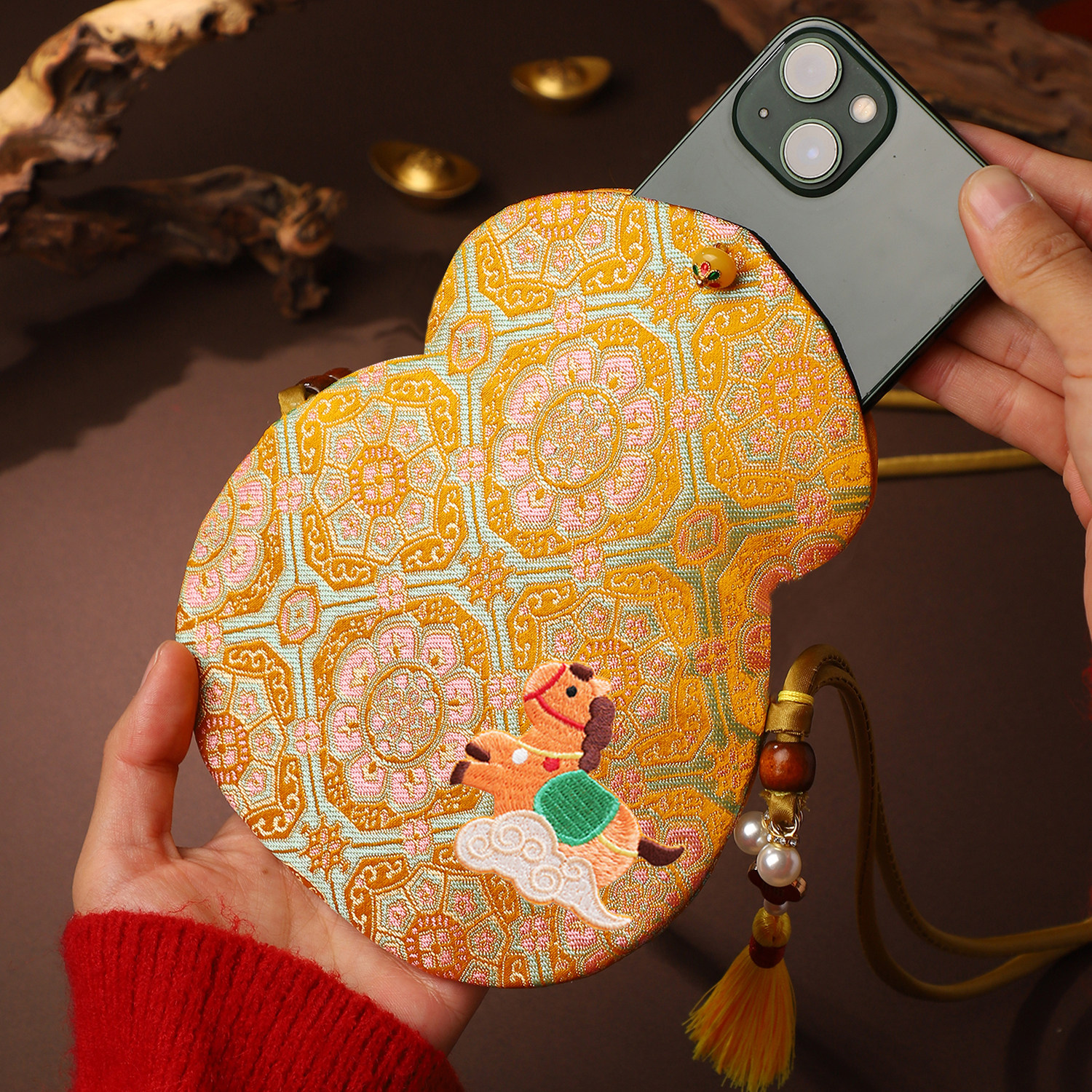 新中式国风儿童宋锦葫芦包古风刺绣汉服斜挎包压岁钱包包手机包,淘宝优惠券,粉丝福利购,淘宝优惠卷