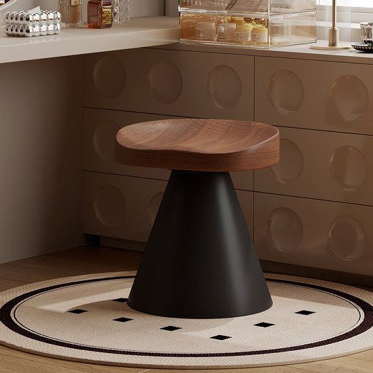 Taburete de maquillaje giratorio antiguo de madera maciza Zusai