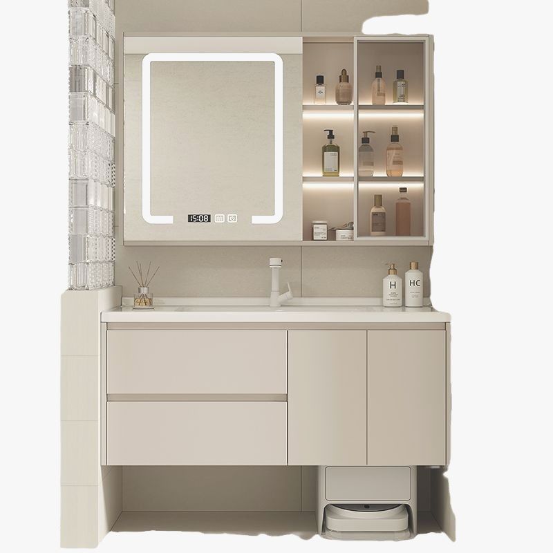 一体陶瓷盆浴室柜64CM74厘米84/94/104/114扫地机器人基站洗漱台 - 图3