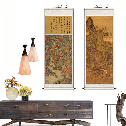 元代名家字画山水画卷轴画家居玄关装饰画仿古画国画黄公望蜀道难 - 图2