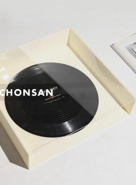 覆古彷真黑胶唱片压克力挂饰创意摆件样板间书房桌面软装饰品