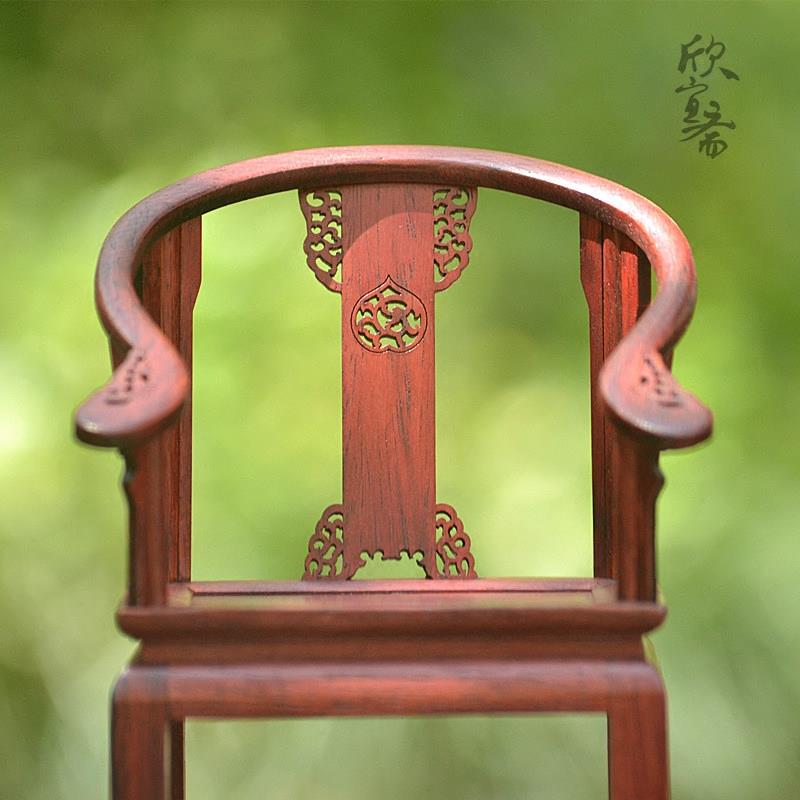 微型家具模型 红木迷你实木椅子摆件 皇宫圈椅官帽椅宝座娃娃屋 - 图0