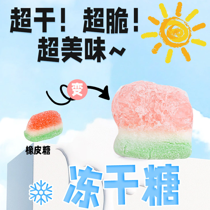 糖果新宠//冻干橡皮糖酸砂糖罐装高颜值糖果儿童休闲罐装糖果零食,淘宝优惠券,粉丝福利购,淘宝优惠卷