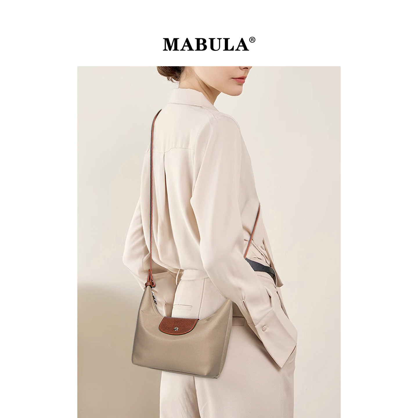 MABULA简约通勤尼龙饭盒包女2025新款手拎饺子包大容量单肩斜挎包,淘宝优惠券,粉丝福利购,淘宝优惠卷