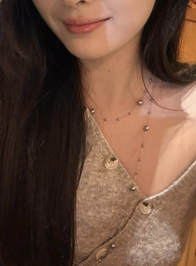 灰色轨迹！满天星珍珠项链女锁骨链高级感叠戴毛衣颈链饰品氛围感