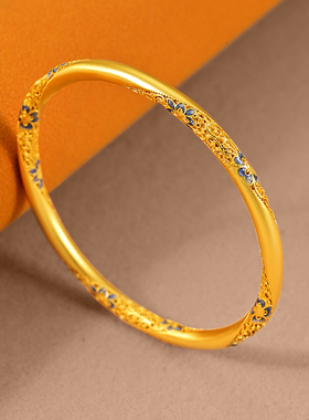 银千造足银999珐琅彩银手镯