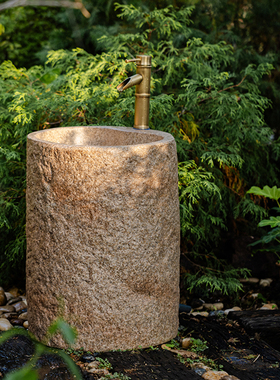 新中式水泥洗手盆圆柱形水槽