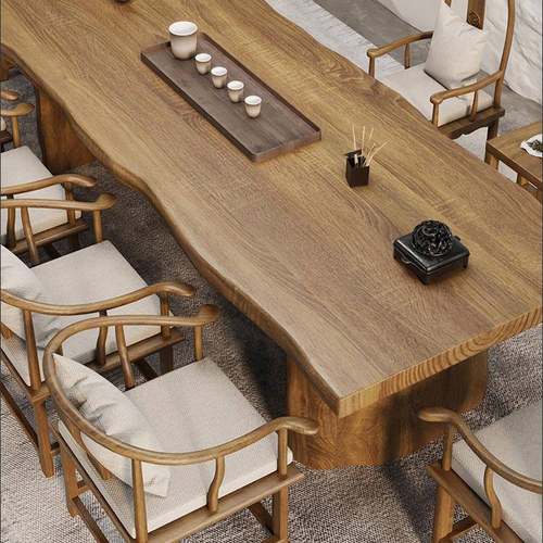 新中式实木茶桌茶室办公接待会客大板茶桌全套家用客厅泡茶桌实木 - 图2