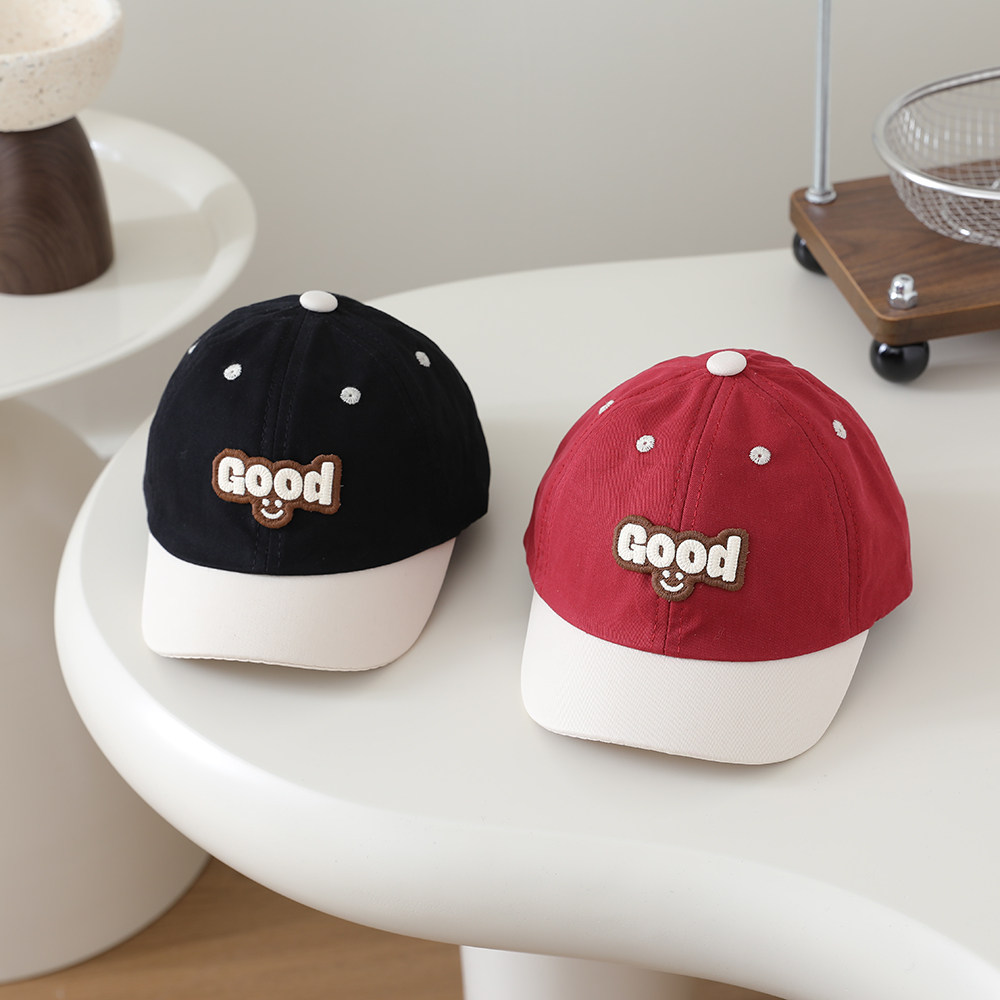 儿童棒球帽男女童春秋季字母刺绣短檐鸭舌帽拼色简约遮阳防晒帽子,淘宝优惠券,粉丝福利购,淘宝优惠卷