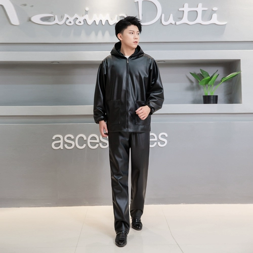 Штаны, толстовка с капюшоном, флисовый водонепроницаемый ветрозащитный удерживающий тепло комплект для пожилых людей для работы, для среднего возраста, оверсайз