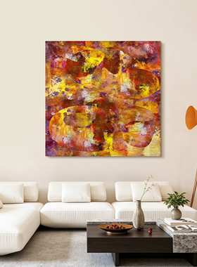 HW.piant手绘油画《旭日初升》客厅手工挂画侘寂风玄关高档装饰画