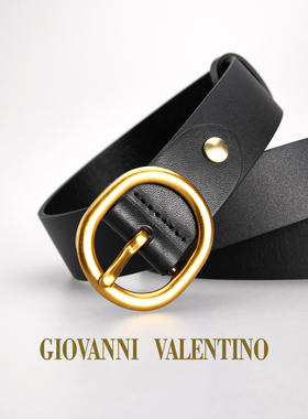 GIOVANNI VALENTINO简约设计牛皮革女士腰带时尚复古休闲金属皮带