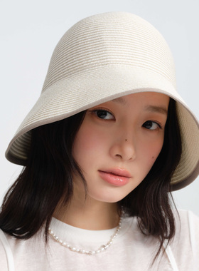 clásico蝴蝶结包边帽檐高级感小众草帽女度假风海边沙滩帽子编织
