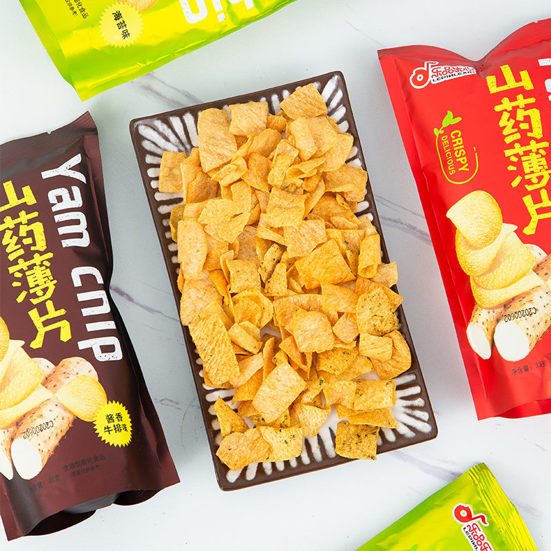 乐品乐心山药薄片33克大包装网脆片 徐州筋斗云膨化食品