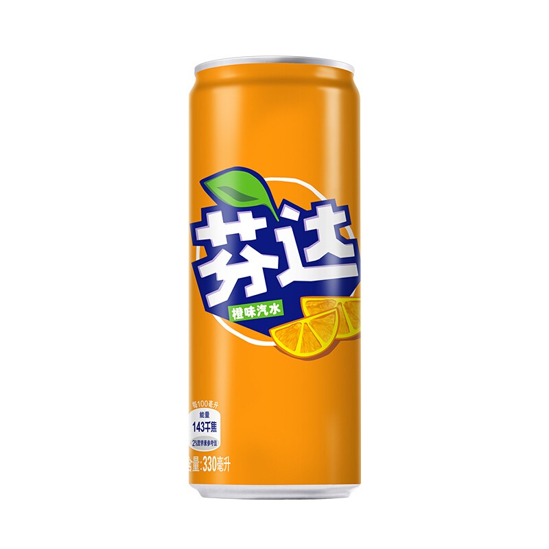 芬达 Fanta 橙味 摩登罐汽水 碳酸饮料 330ml*24罐 整箱 - 图1