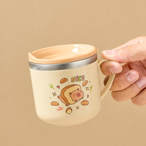 不锈钢儿童吸管杯直饮水杯宝宝专用幼儿园刻度防烫水杯家用牛奶杯 - 图3