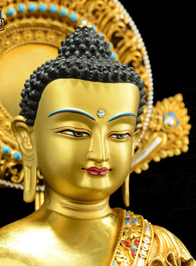 藏式铜鎏金工艺释迦牟尼铜像摆件