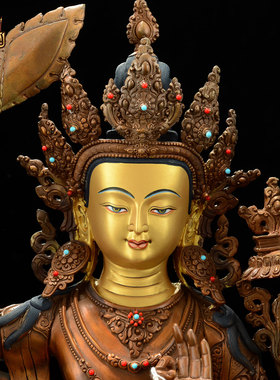 藏式红铜文殊菩萨桌面装饰摆件