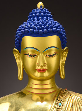 藏老喵铜鎏金药师佛铜像摆件10寸