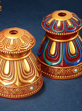 藏老喵藏式花纹手摇转轮底座摆件