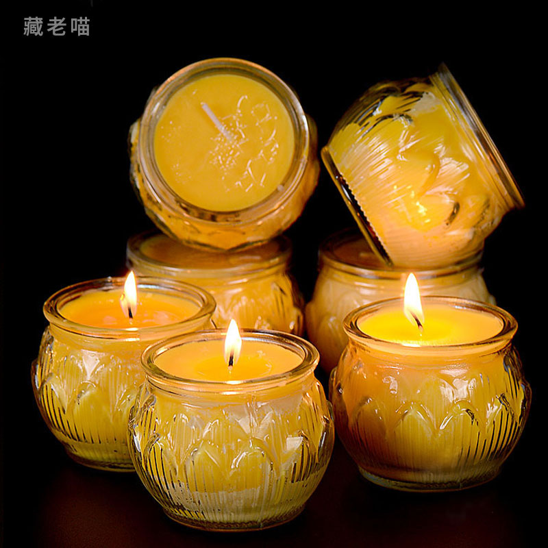 藏老喵24小时平口佛前供佛长明灯 藏老喵香熏蜡烛