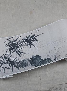 1:1古水墨c山水画真迹高清复制品明夏昶淇澳清风图22.5x468cm现
