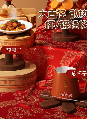 全实木圣诞树隔热垫餐桌装饰摆件创意一棵树防烫锅垫折叠杯垫碗垫