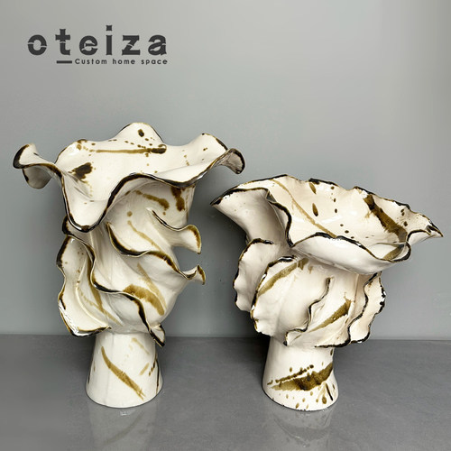 Oteiza现代简约不规则几何拈花花器酒店民宿样板间售楼处花瓶摆件 - 图0