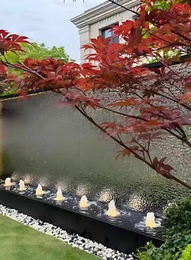 金属网水帘流水墙不锈钢瀑布水帘背景墙水波纹流水屏风玻璃水幕墙