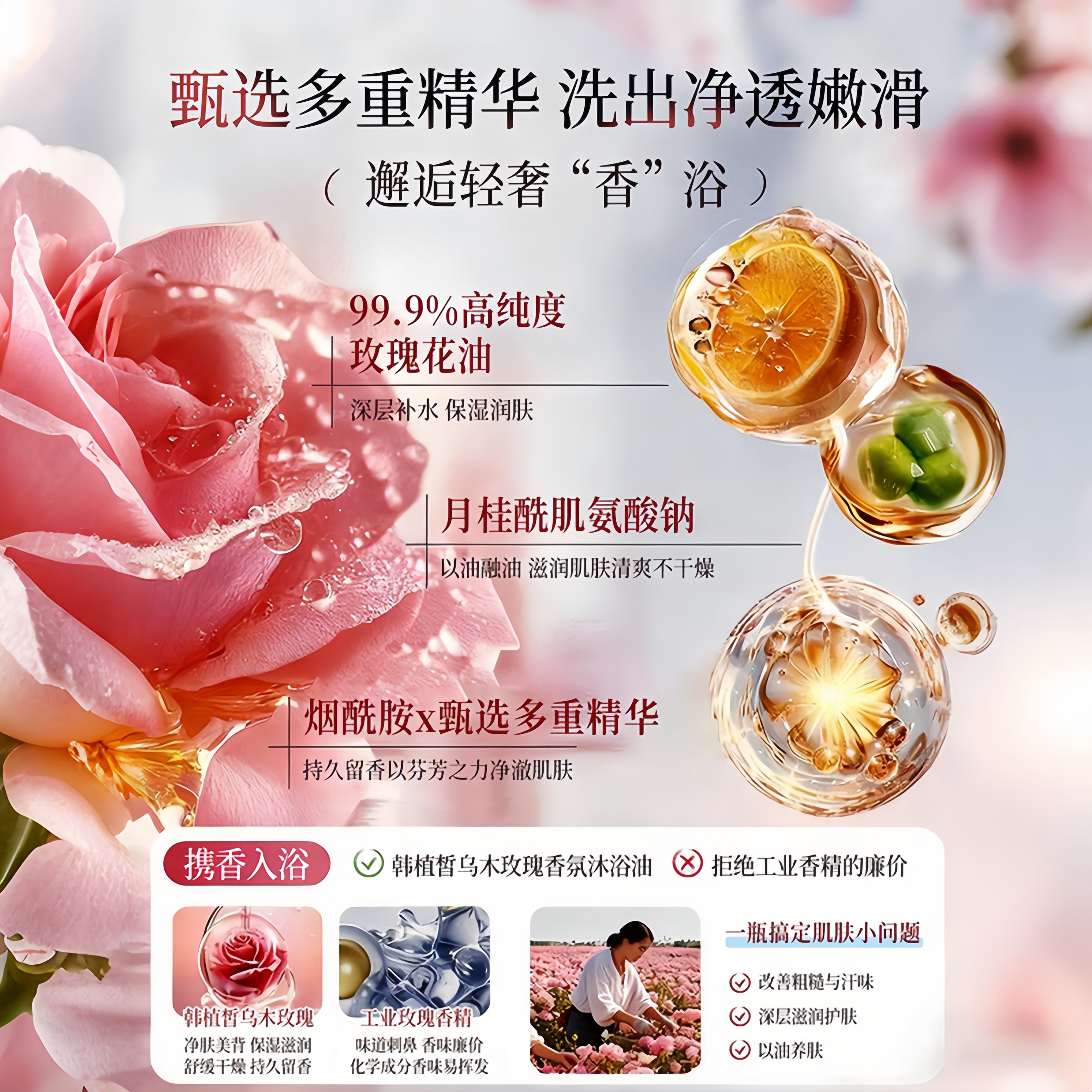 玫瑰香氛沐浴油保湿沐浴露男女士持久留香72小时控油成人官方正品,淘宝优惠券,粉丝福利购,淘宝优惠卷