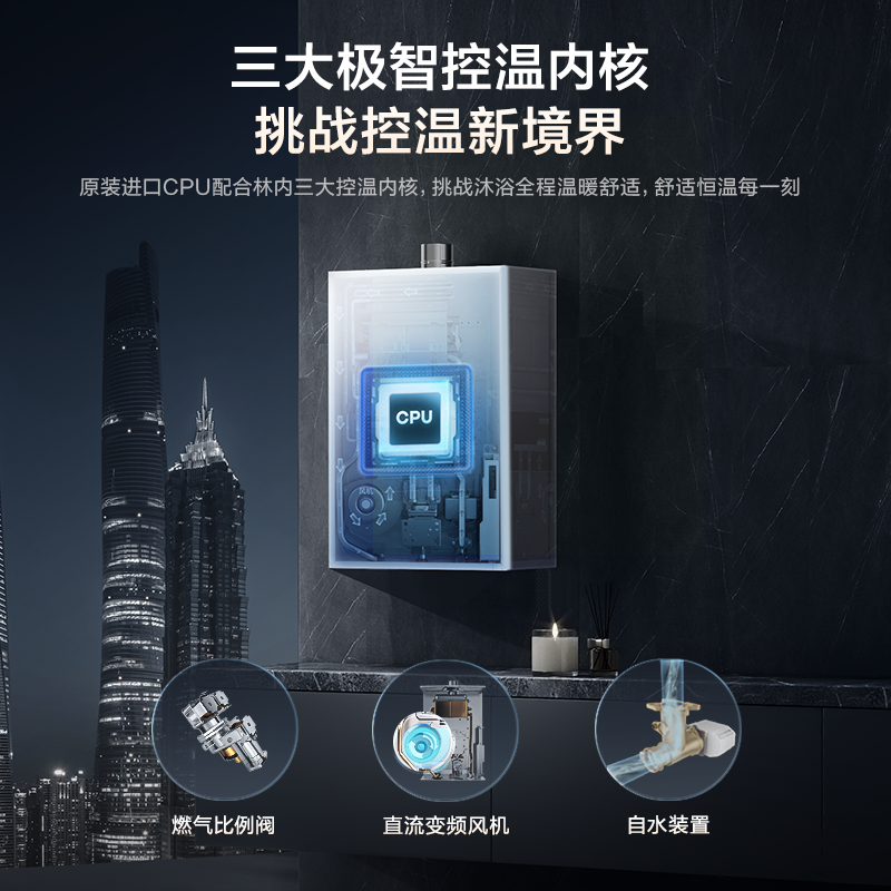 林内燃气热水器家用恒温天然气智能安全进口CPU官方16升C21W