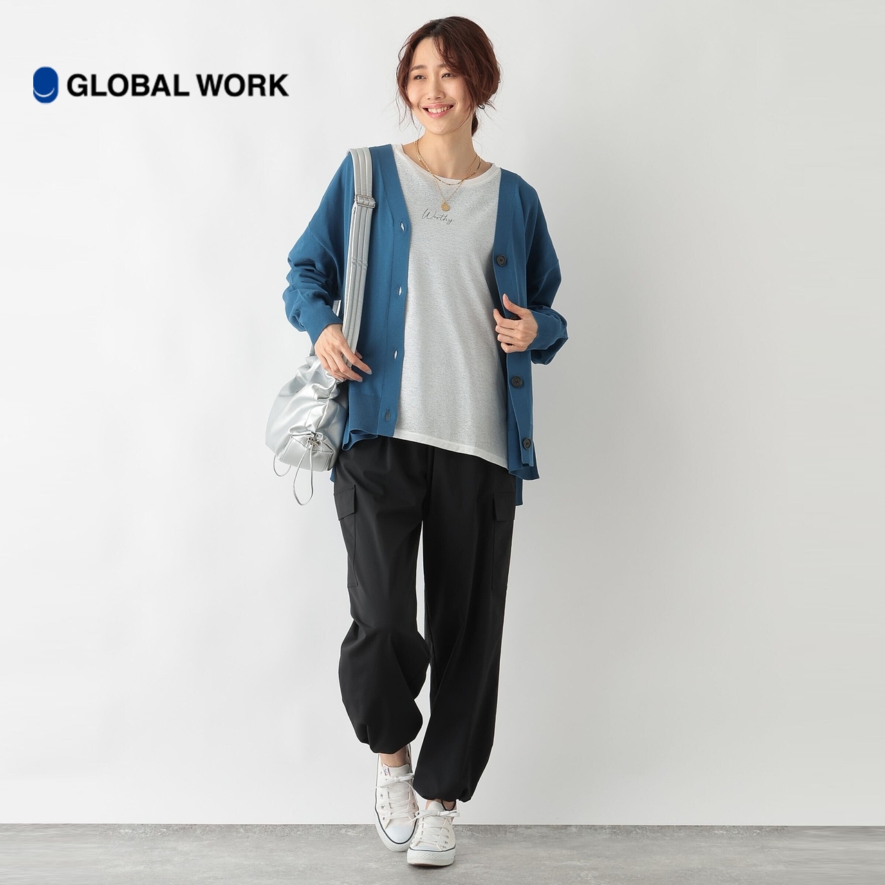 GLOBAL WORK T恤女2024春夏季新款简约长袖宽松通勤上衣 992229 - 图1