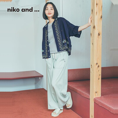 niko and ...衬衫女2026夏季新款民族风刺绣含亚麻蕾丝上衣638948