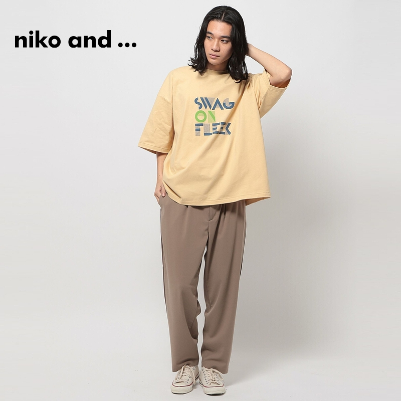 niko and… T恤男2024夏季新款潮流字母宽松运动休闲短袖992443-图3