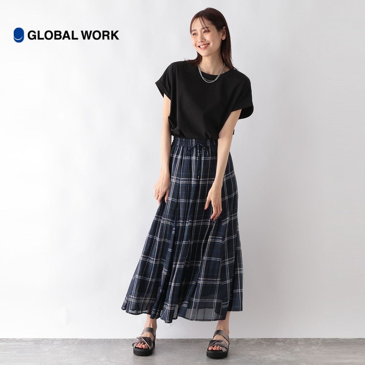 GLOBAL WORK T恤女2024夏季新款时尚纯色前后穿通勤上衣992294 - 图2