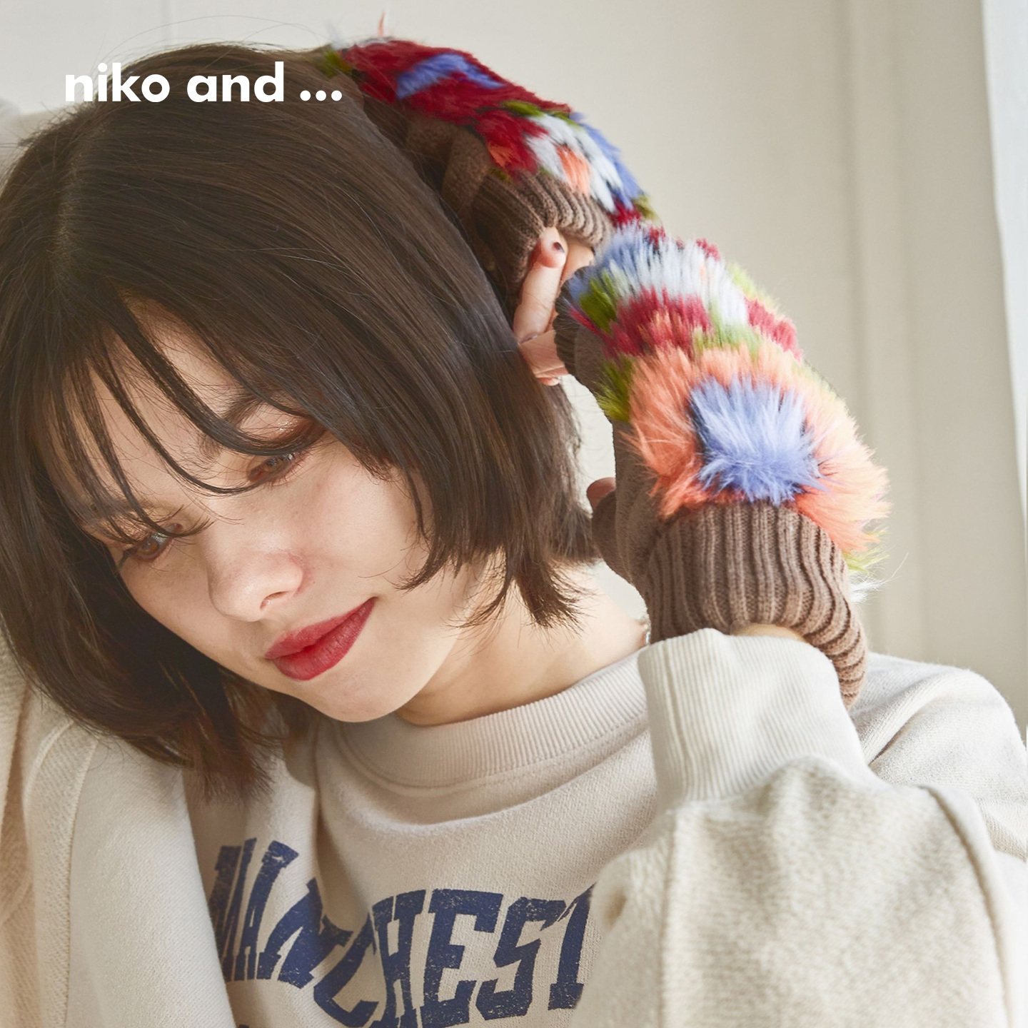 niko and ... 手套女2025冬季新款毛绒保暖针织半指手套580718,淘宝优惠券,粉丝福利购,淘宝优惠卷