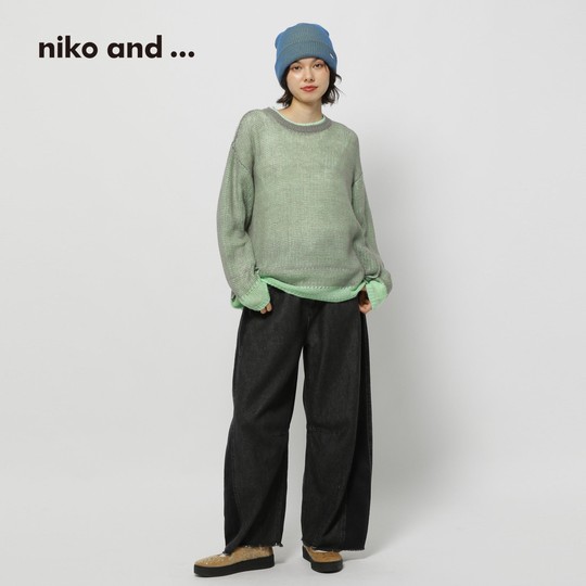 Niko and...sweater women's 2025 autumn new contrast color thin braided top 573005